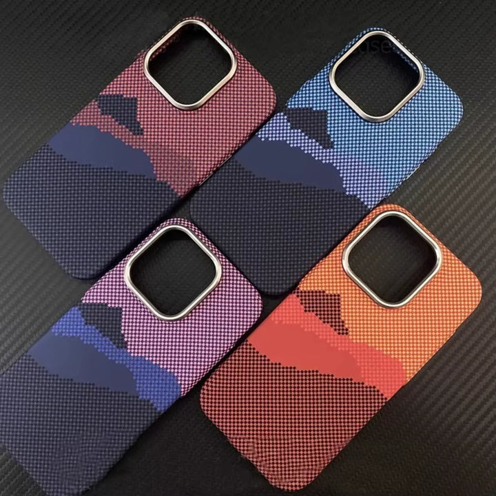 Classic Plaid Carbon Fiber MagSafe iPhone Case Cover - Slim, Stylish & Protective