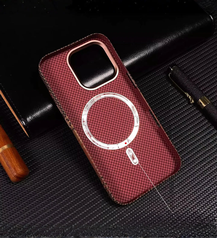 Classic Plaid Carbon Fiber MagSafe iPhone Case Cover - Slim, Stylish & Protective - Creslia