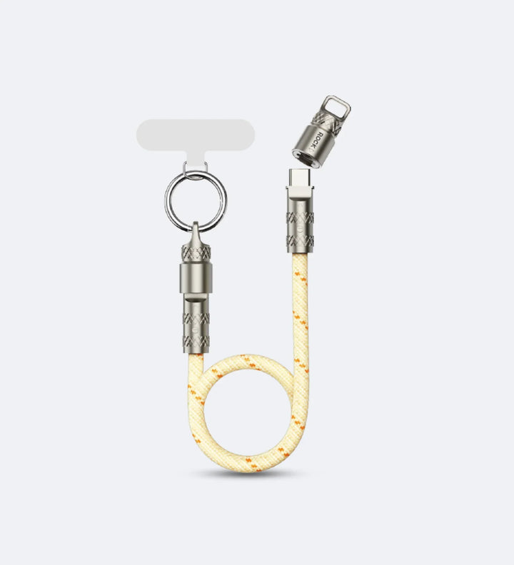 ROCK R15 Phone Lanyard + Fast-Charging Data Cable - Beige - Creslia