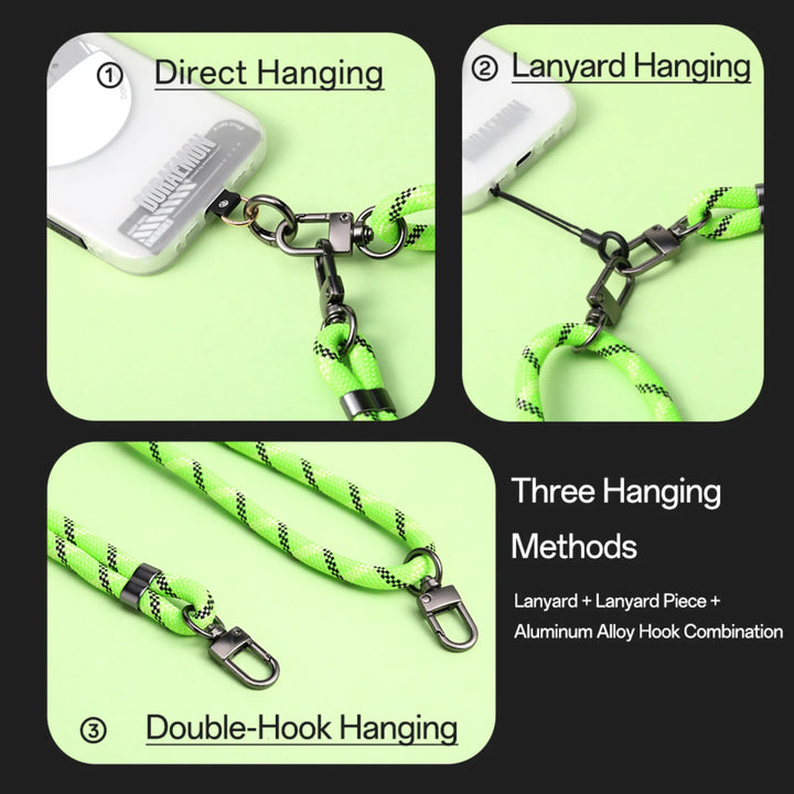 8mm Glow-in-the-Dark Phone Lanyard – Blue, Adjustable Neck & Wrist Strap for All Phones