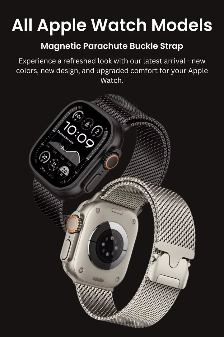 Woven Stainless Steel Mesh Band - Compatible with Apple Watch 42/44/45mm - Black Titanium