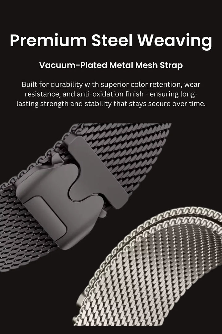 Woven Stainless Steel Mesh Band - Compatible with Apple Watch 42/44/45mm - Black Titanium