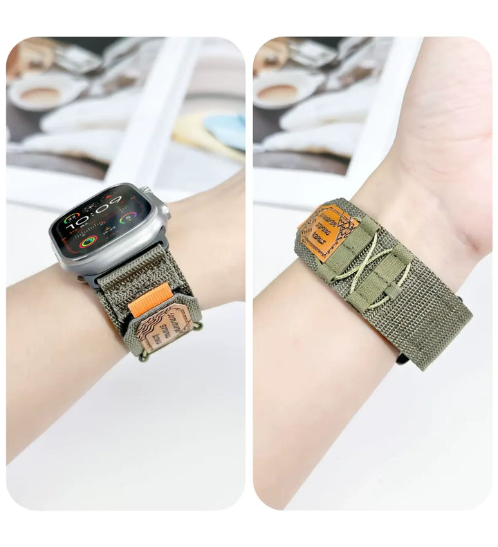 Breathable Woven Nylon Apple Watch Band - Army Green - Creslia