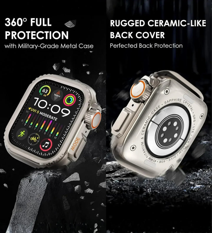 Apple Watch Ultra Converter Case Cover – Instantly Transform 44/45/46mm into Ultra Look - Natural Titanium - Creslia