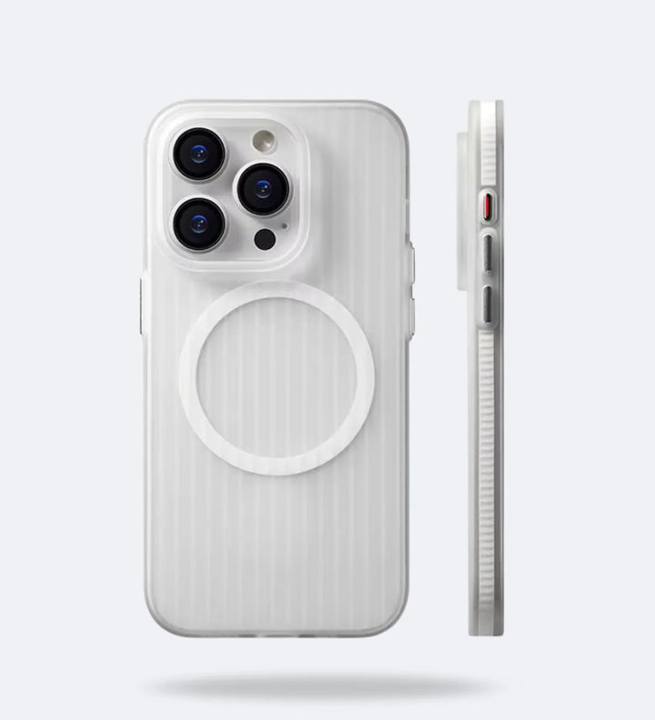 Corrugated Hybrid MagSafe Case Cover for iPhone - White - Creslia