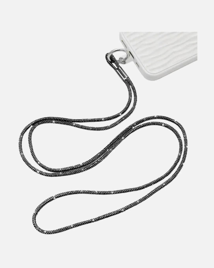 Black Crystal Neck Lanyard Keychain – Stylish & Multi-Purpose - Creslia