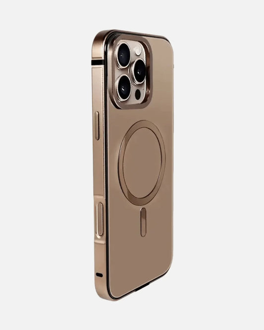 Desert Titanium MagSafe case for iPhone 16 Pro Max showcasing sleek design and MagSafe compatibility.