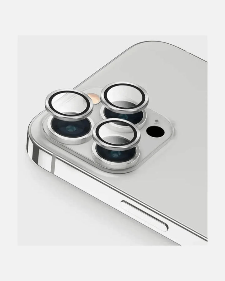 Close-up of iPhone 13 Pro camera lens protector, showcasing crystal-clear tempered glass design for HD protection.