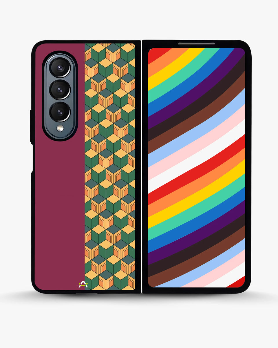 Creslia 3d cube pattern phone case - 3d cube pattern phone case samsung galaxy z fold 4