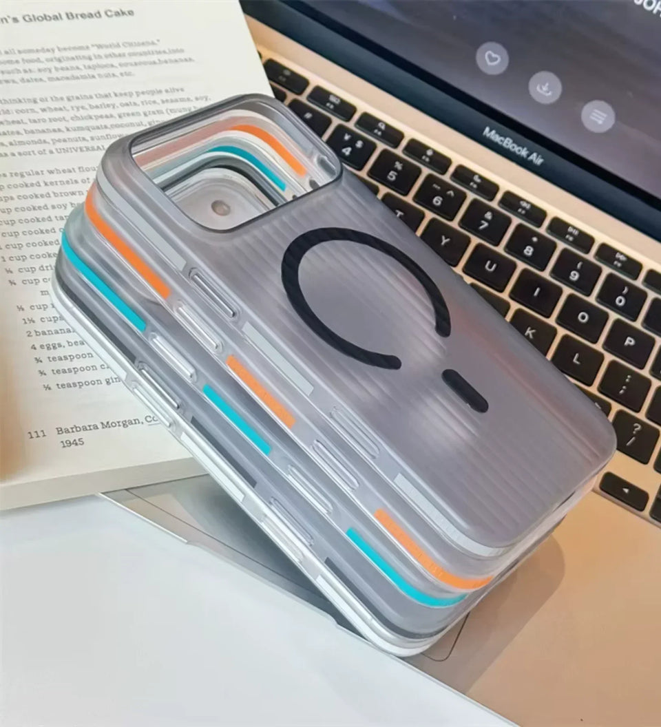 Corrugated Hybrid MagSafe Case Cover for iPhone - White - Creslia