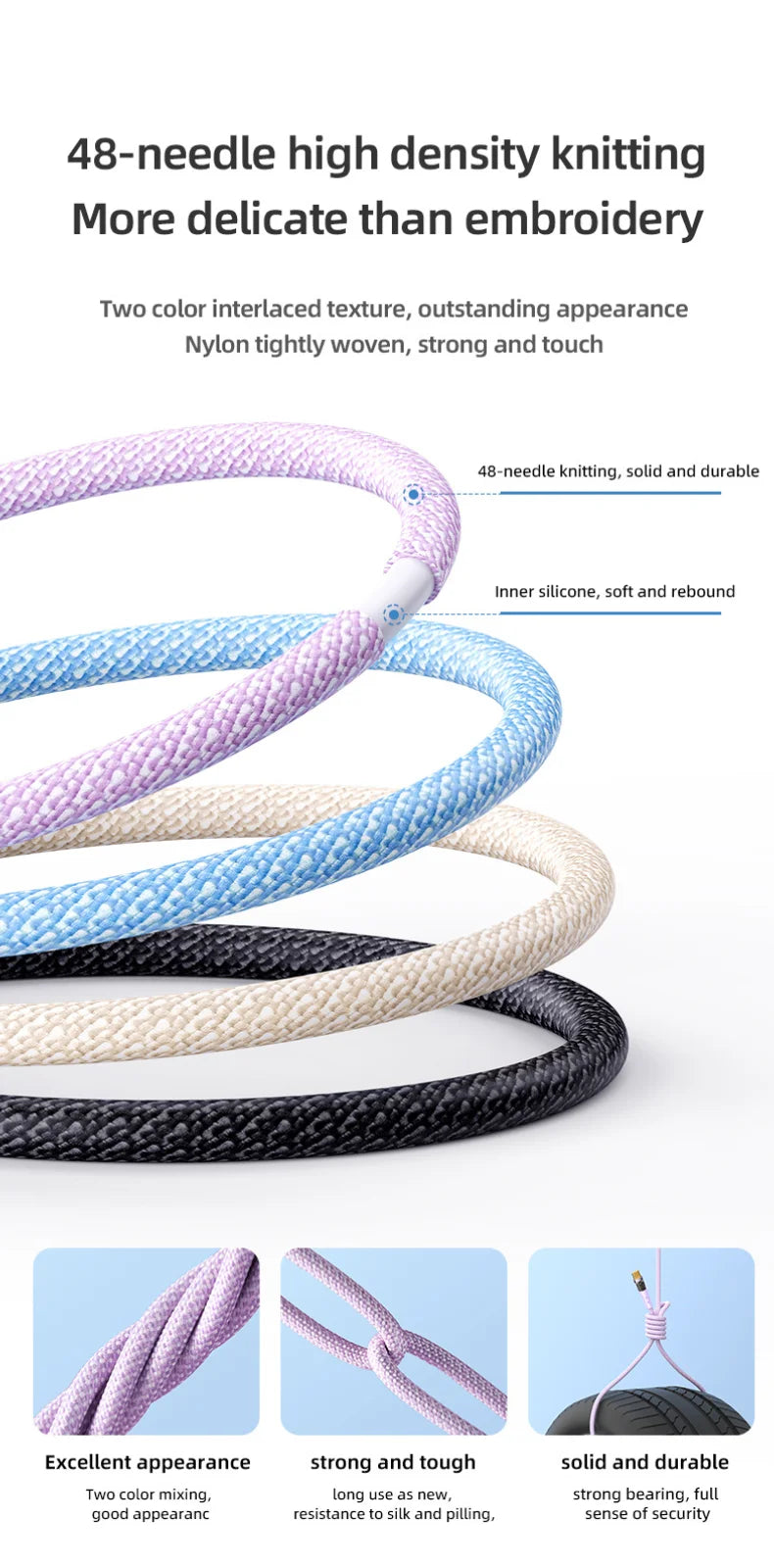 ROCK Z21 100W Transparent USB-C to USB-C Cable – Fast Charging & Data Transfer (1.2m)