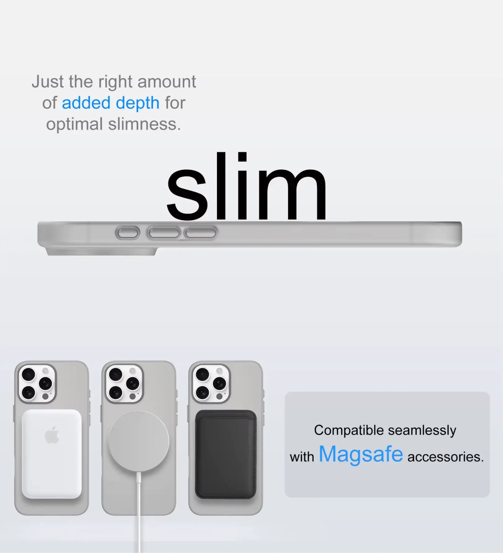 Frosted Ultra-Thin iPhone Case with MagSafe – Matte, 0.35 mm - Grey