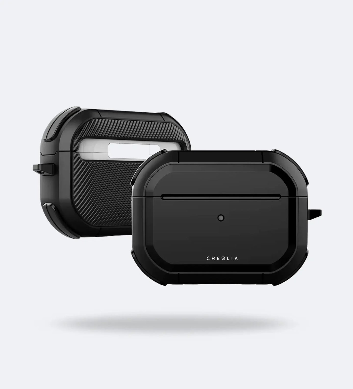 Creslia EggShell AirPods Pro 2 protective case in black covering the charging case