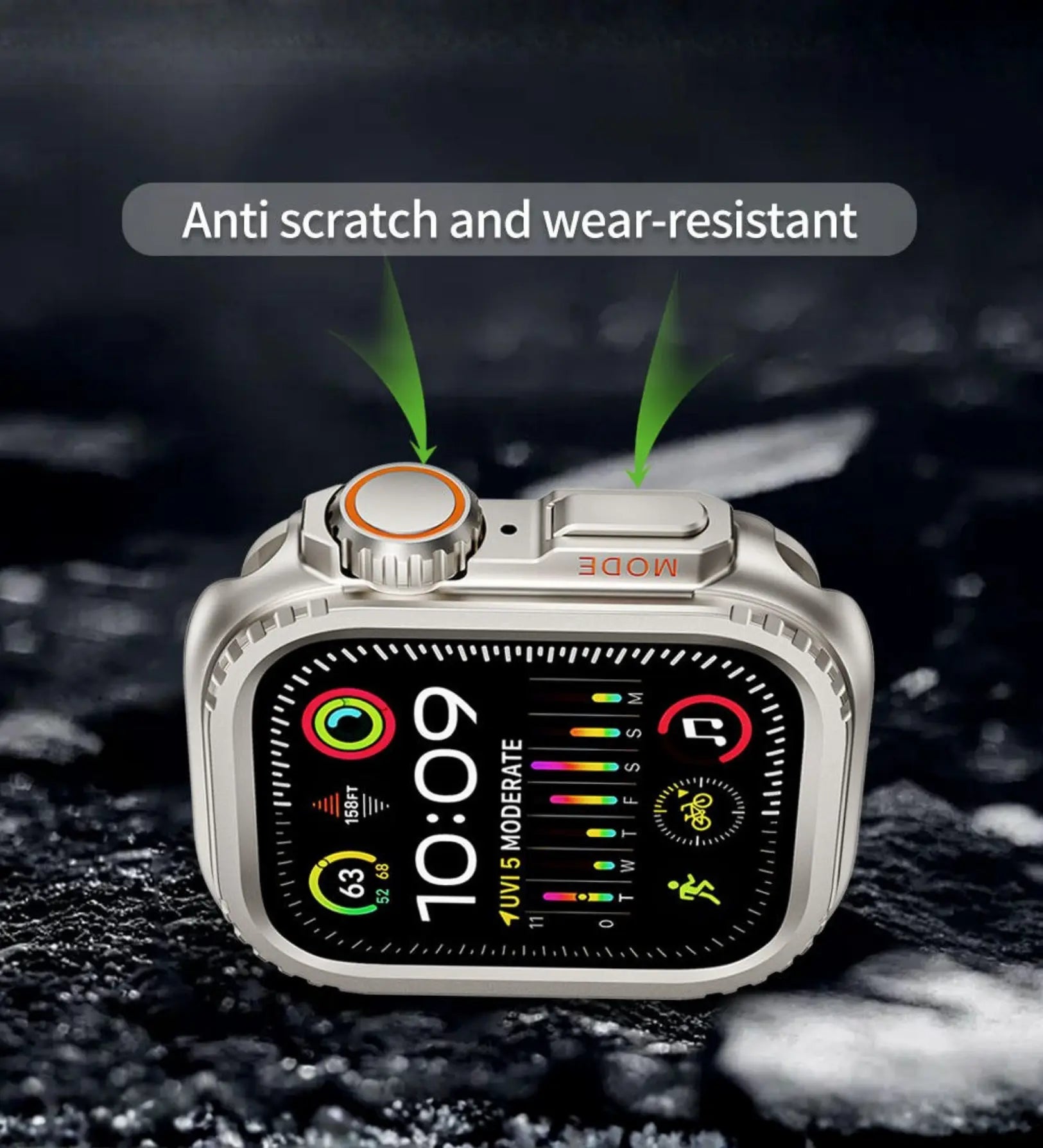 Apple Watch Ultra Converter Case Cover – Instantly Transform 44/45/46mm into Ultra Look - Black Titanium