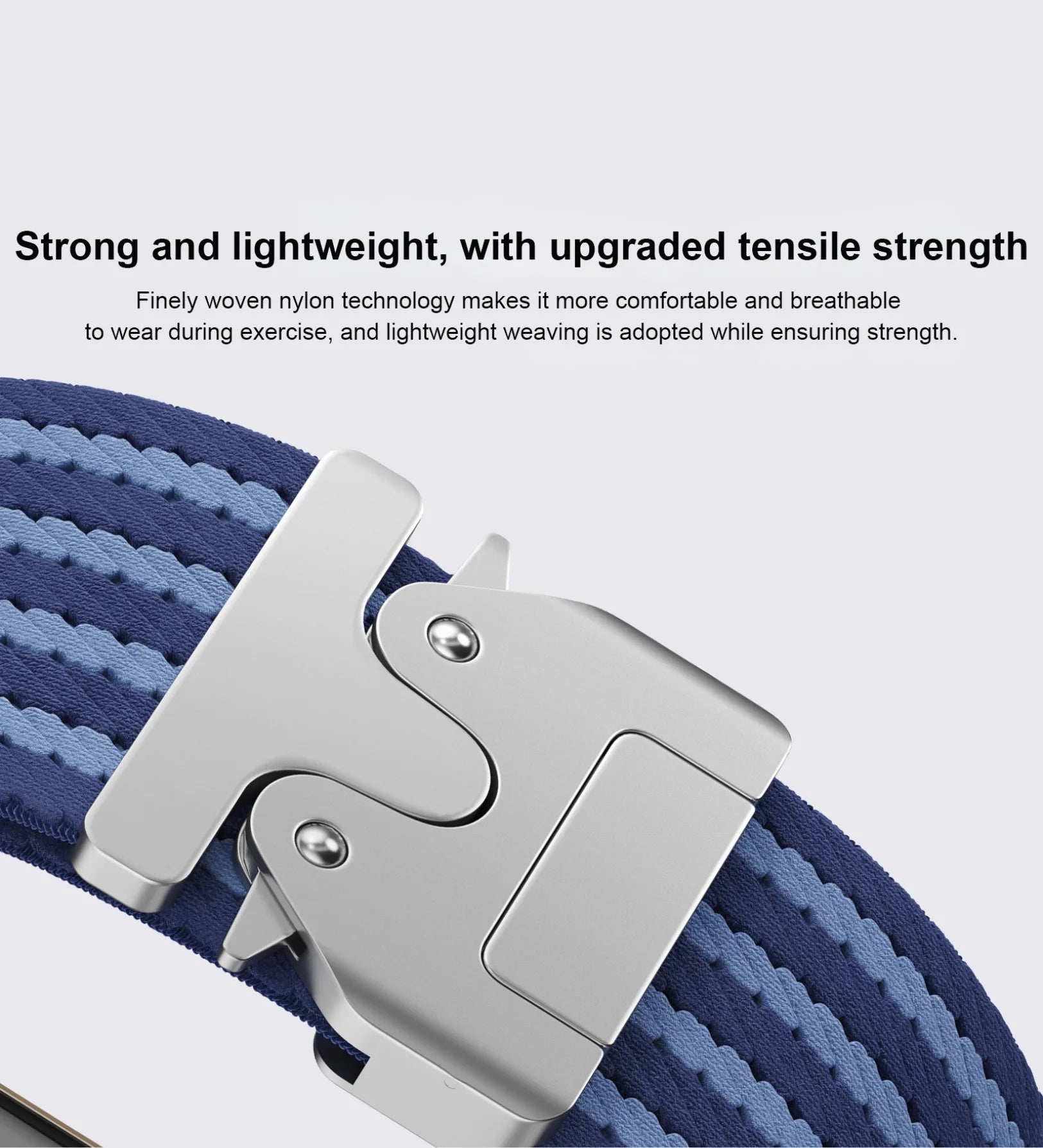 Parachute-Buckle Striped Nylon Apple Watch Band – Blue