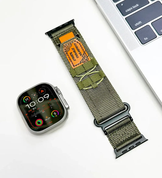 Breathable Woven Nylon Apple Watch Band - Army Green - Creslia