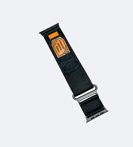 Breathable Woven Nylon Apple Watch Band - Black - Creslia