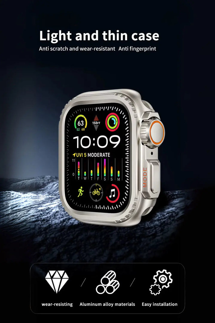 Apple Watch Ultra Converter Case Cover – Instantly Transform 44/45/46mm into Ultra Look - Natural Titanium