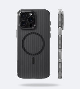Black Corrugated Hybrid MagSafe iPhone case with ridged textured sides