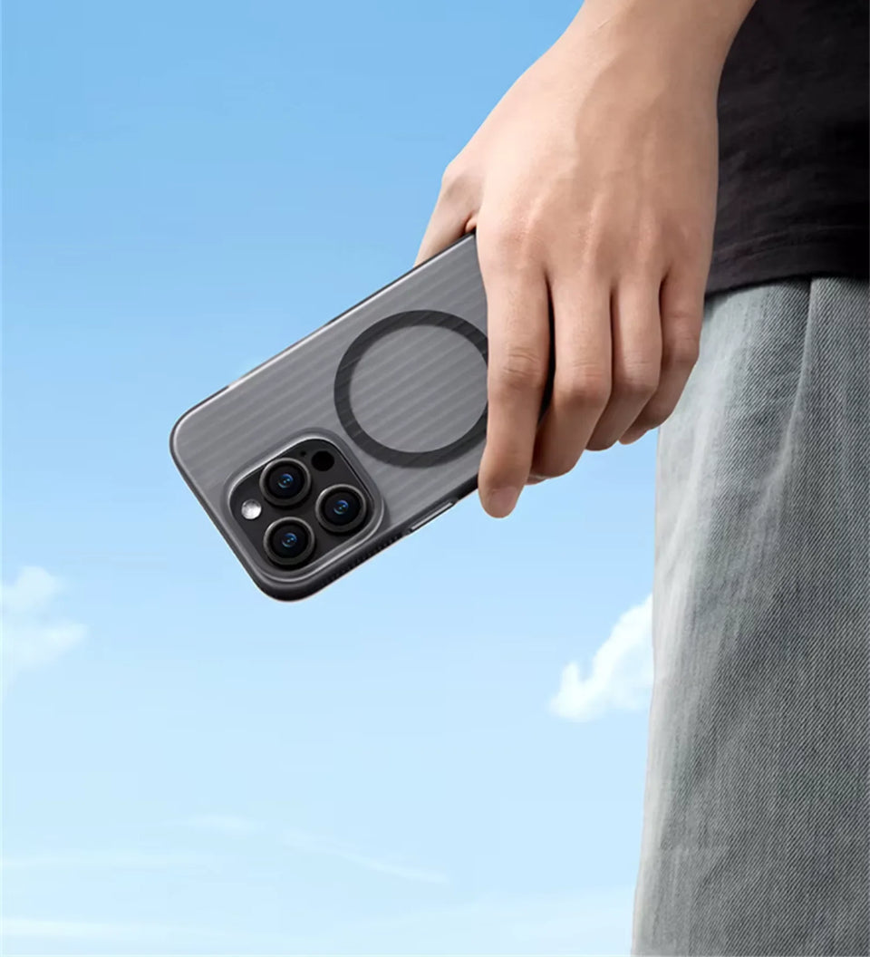 Corrugated Hybrid MagSafe Case for iPhone - Black - Creslia