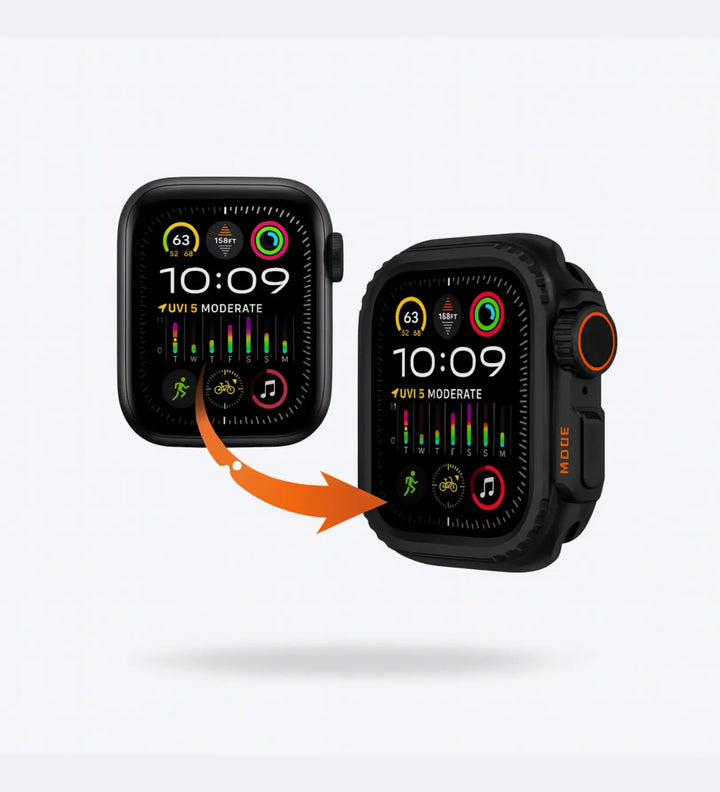 Apple Watch Ultra Converter Case Cover – Instantly Transform 44/45/46mm into Ultra Look - Black Titanium - Creslia