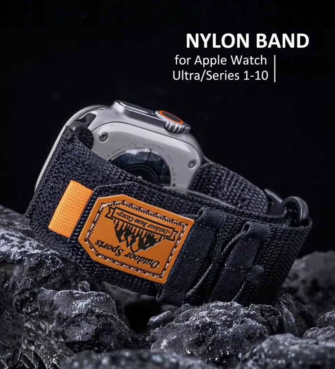 Breathable Woven Nylon Apple Watch Band - Black - Creslia