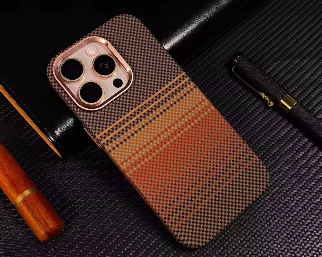 Classic Plaid Carbon Fiber MagSafe iPhone Case Cover - Slim, Stylish & Protective