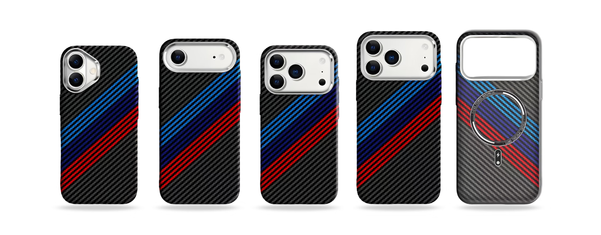 Racing Stripes Carbon Fiber MagSafe iPhone Case Cover - Slim, Stylish & Protective
