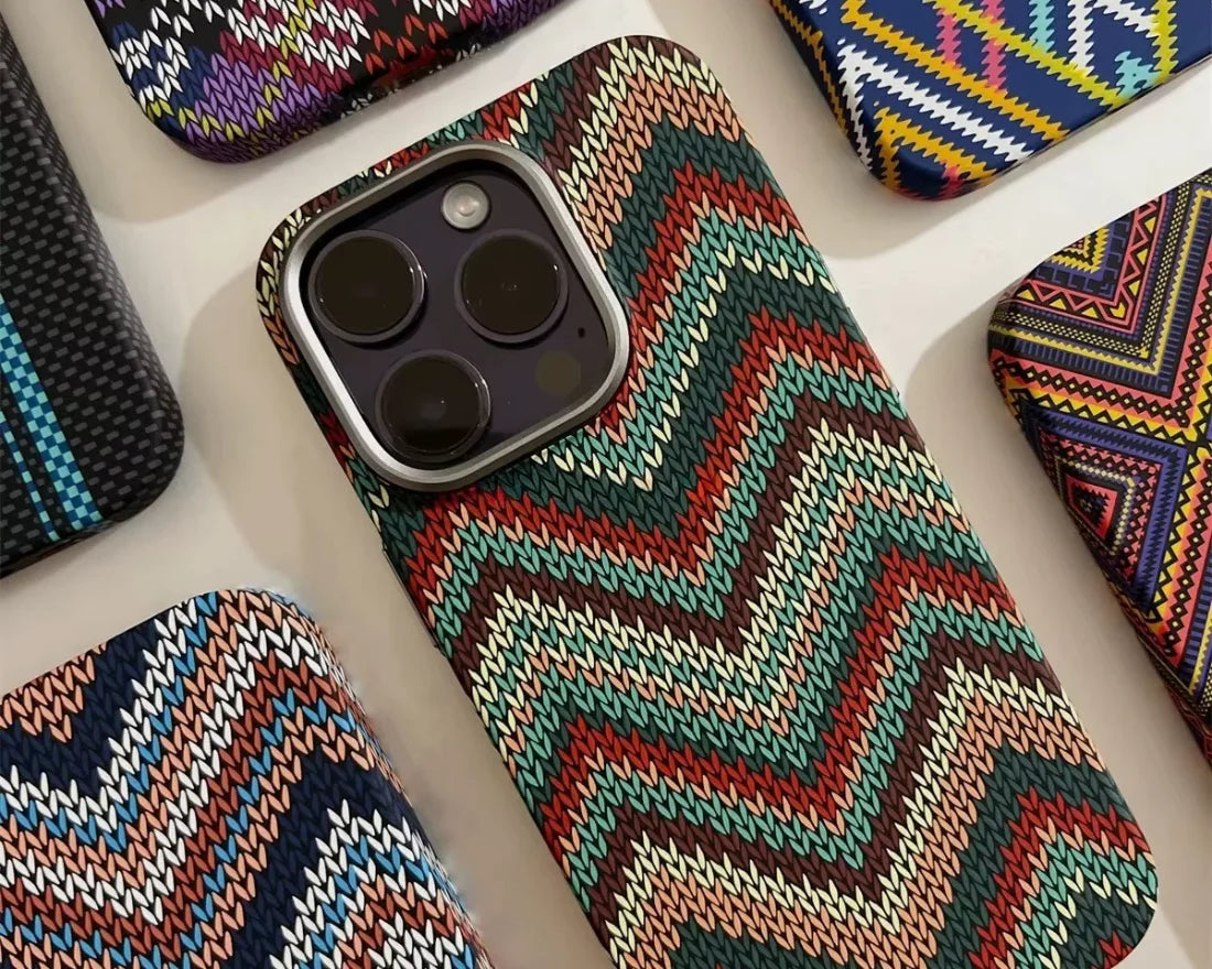 Classic Plaid Carbon Fiber MagSafe iPhone Case Cover - Slim, Stylish & Protective