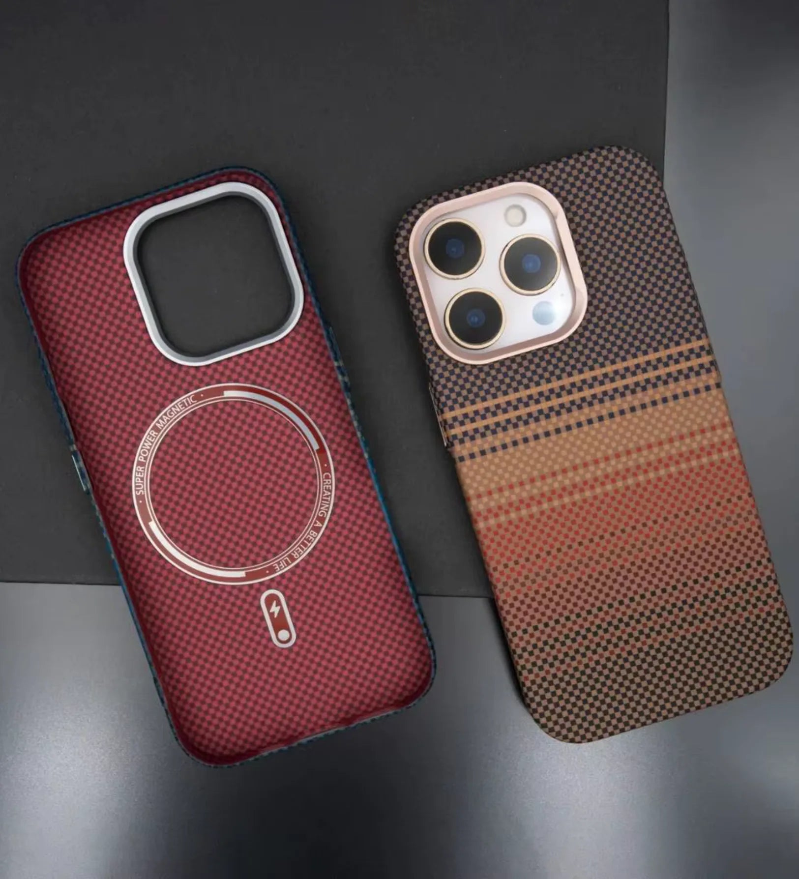 Classic Plaid Carbon Fiber MagSafe iPhone Case Cover - Slim, Stylish & Protective
