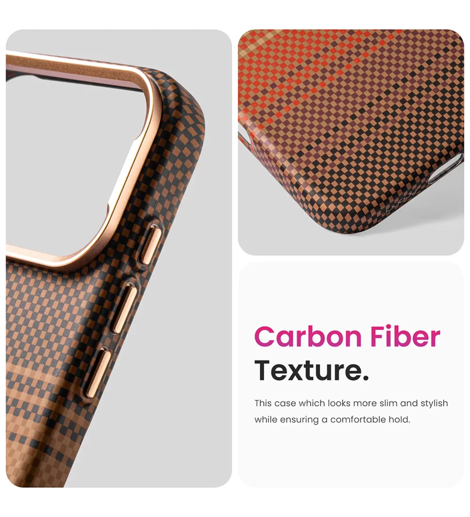 Classic Plaid Carbon Fiber MagSafe iPhone Case Cover - Slim, Stylish & Protective