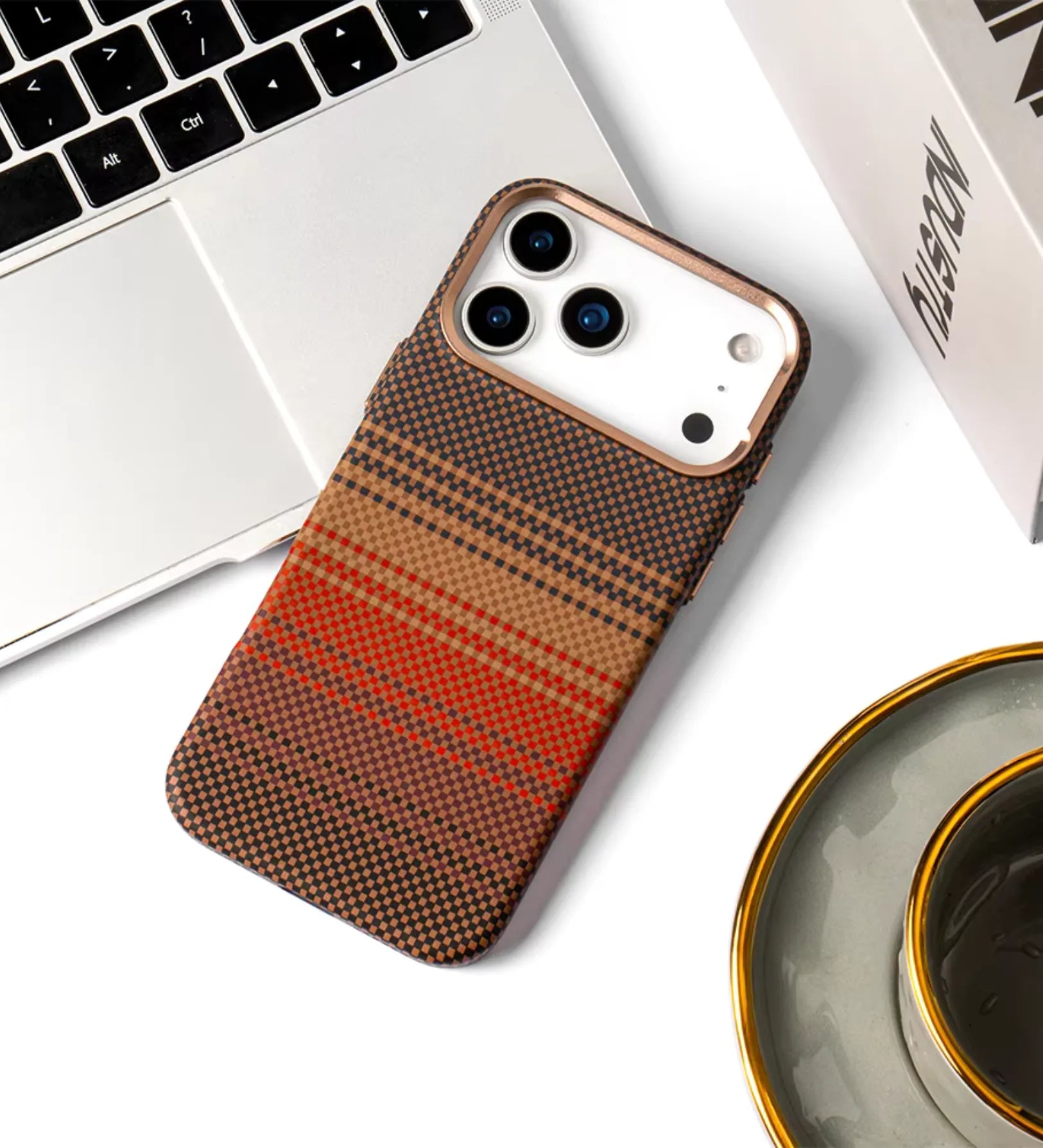 Classic Plaid Carbon Fiber MagSafe iPhone Case Cover - Slim, Stylish & Protective