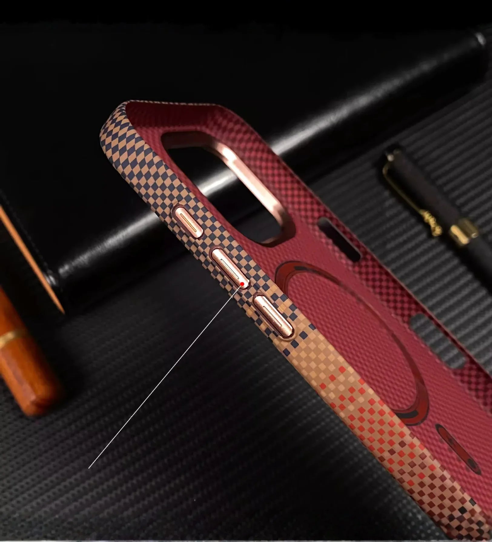 Classic Plaid Carbon Fiber MagSafe iPhone Case Cover - Slim, Stylish & Protective