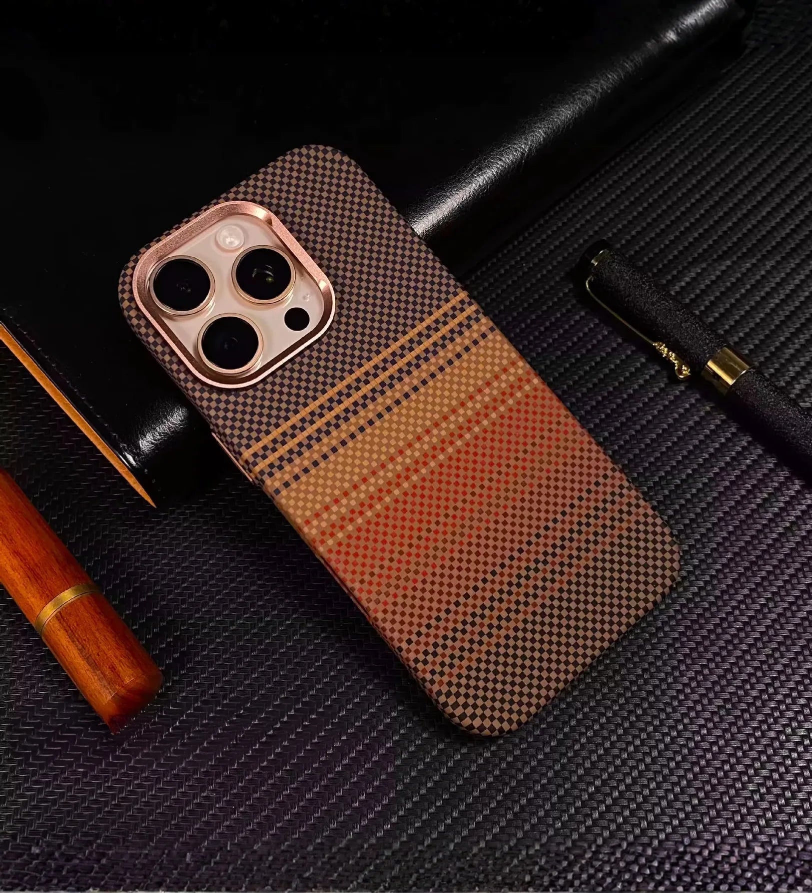 Classic Plaid Carbon Fiber MagSafe iPhone Case Cover - Slim, Stylish & Protective