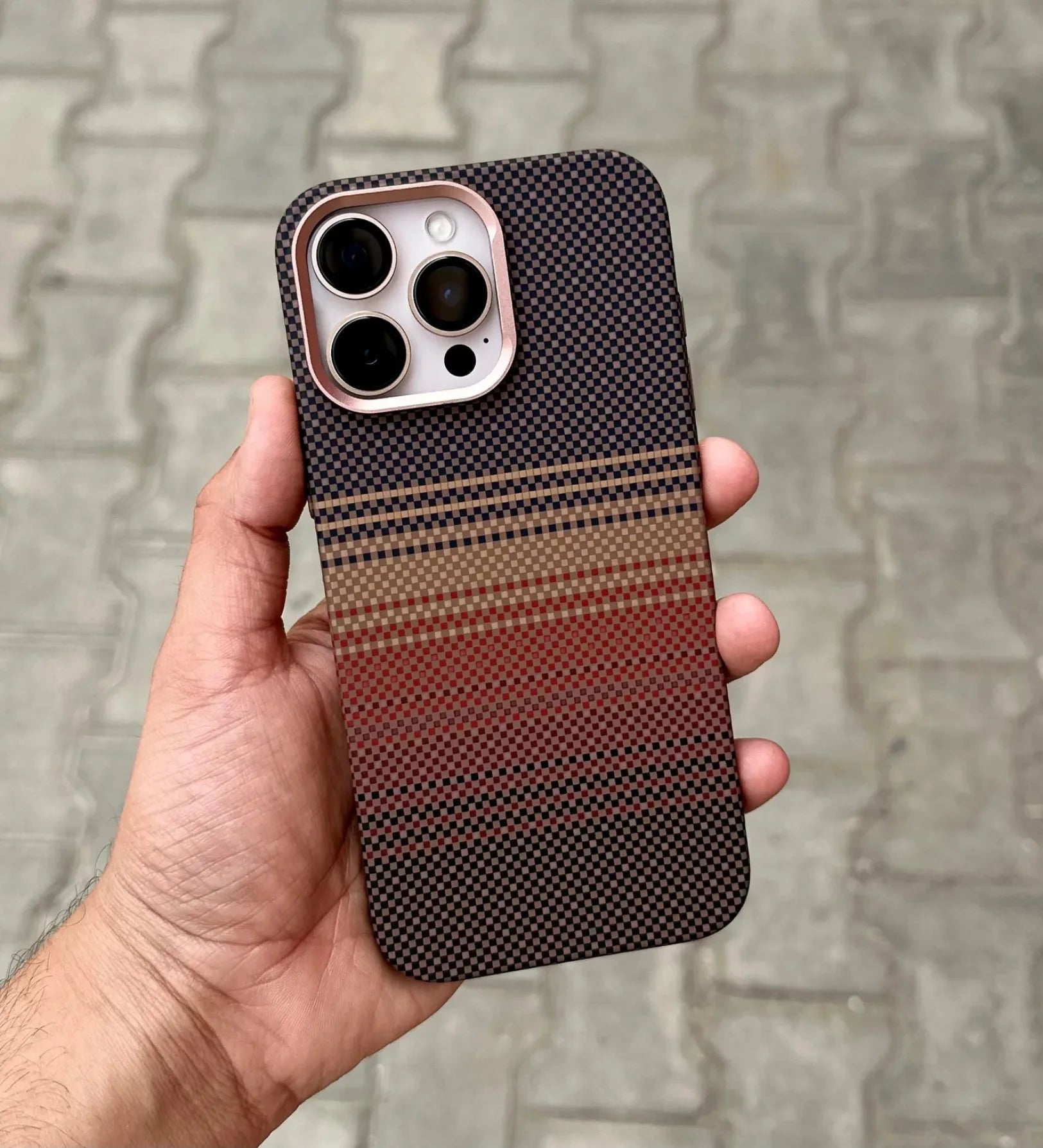 Classic Plaid Carbon Fiber MagSafe iPhone Case Cover - Slim, Stylish & Protective