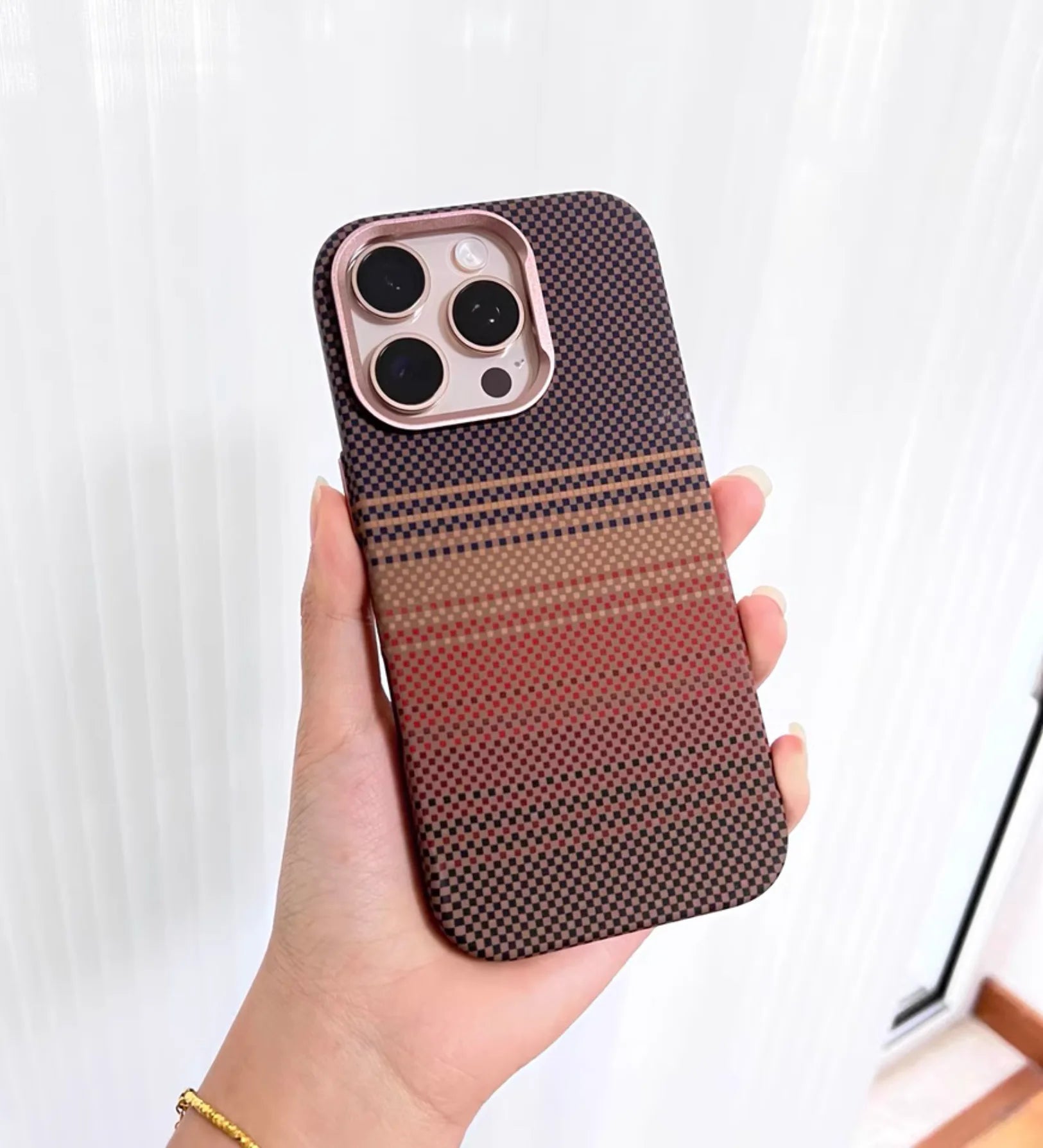 Classic Plaid Carbon Fiber MagSafe iPhone Case Cover - Slim, Stylish & Protective