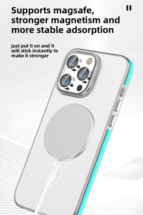 Corrugated Hybrid MagSafe Case Cover for iPhone - White Orange