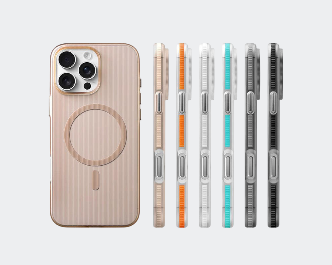 Corrugated Hybrid MagSafe Case Cover for iPhone - White Orange