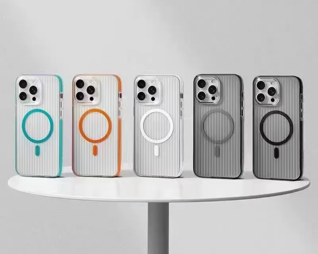 Corrugated Hybrid MagSafe Case Cover for iPhone - White Orange