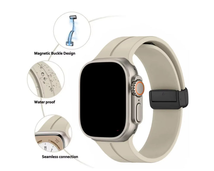 Silicone Magnetic Buckle Apple Watch Band – Starlight