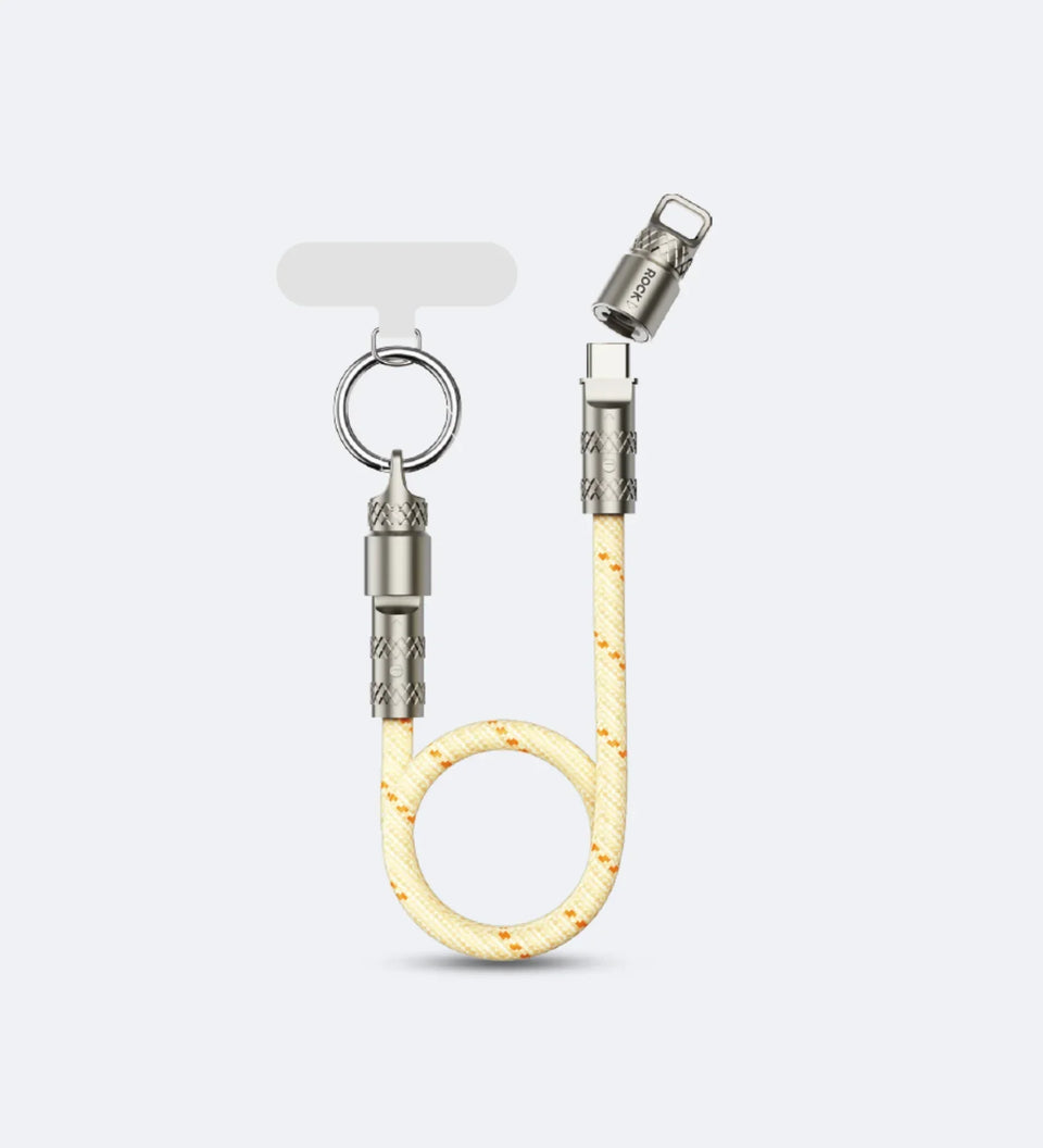 ROCK R15 Phone Lanyard + Fast-Charging Data Cable - Beige - Creslia