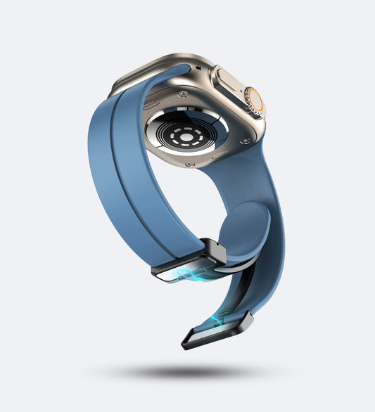 Creslia Silicone Magnetic Buckle Apple Watch Band Blue - overall view