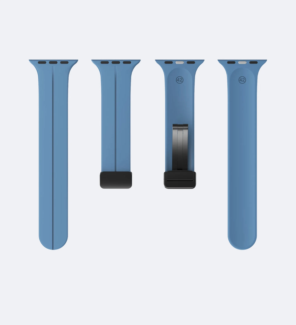 Creslia Silicone Magnetic Buckle Apple Watch Band Blue - all bands view