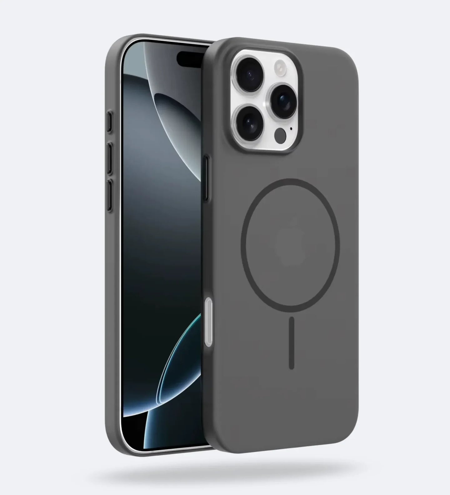 Black Creslia Frosted Ultra-Thin MagSafe iPhone case with a built-in magnetic ring