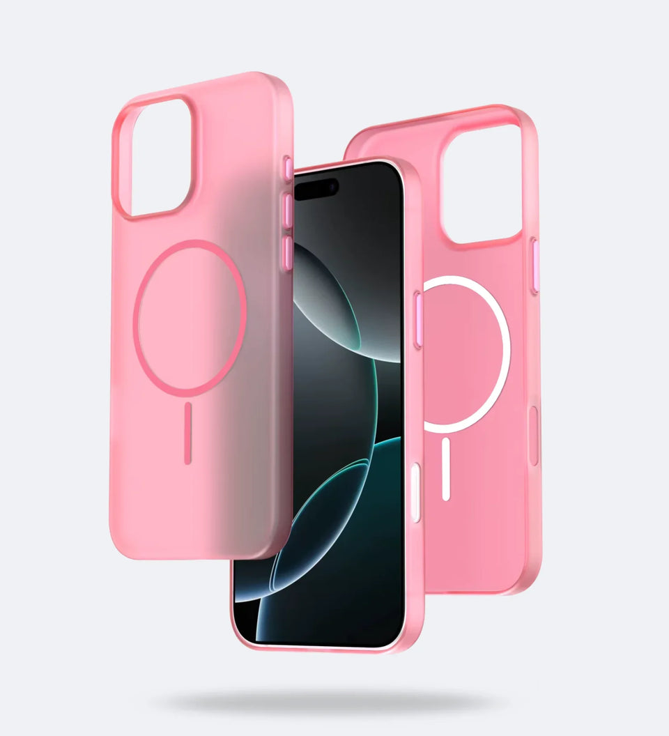 Frosted Ultra-Thin iPhone Case with MagSafe – Matte, 0.35 mm - Pink - Creslia