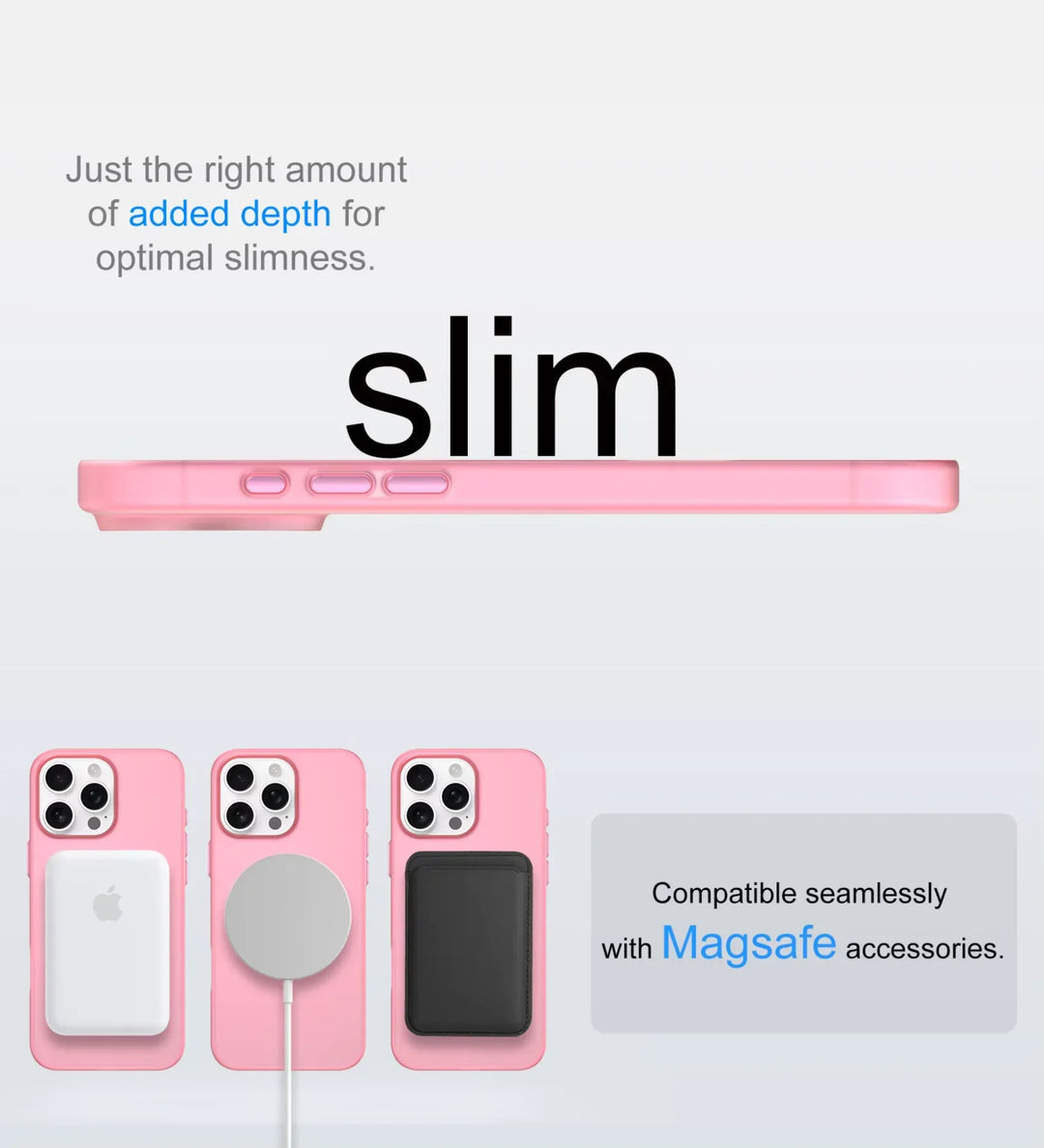 Frosted Ultra-Thin iPhone Case with MagSafe – Matte, 0.35 mm - Pink - Creslia