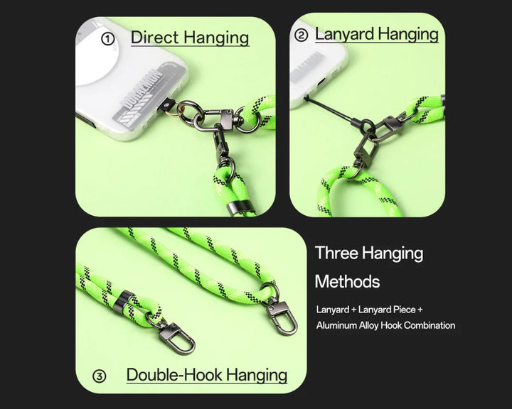 8mm Glow-in-the-Dark Phone Lanyard – Blue, Adjustable Neck & Wrist Strap for All Phones