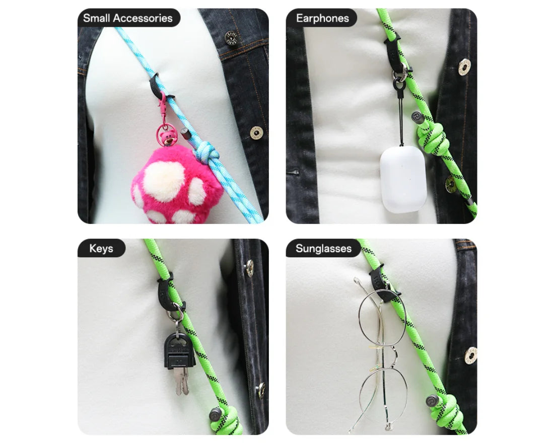 Glow-in-the-Dark Phone Lanyard – Green, Adjustable Neck & Wrist Strap for All Phones