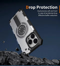 Heavy Duty Magnetic Armor iPhone Case with Kickstand & Spin Wheel - Grey - Creslia