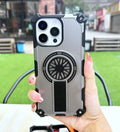Heavy Duty Magnetic Armor iPhone Case with Kickstand & Spin Wheel - Grey - Creslia